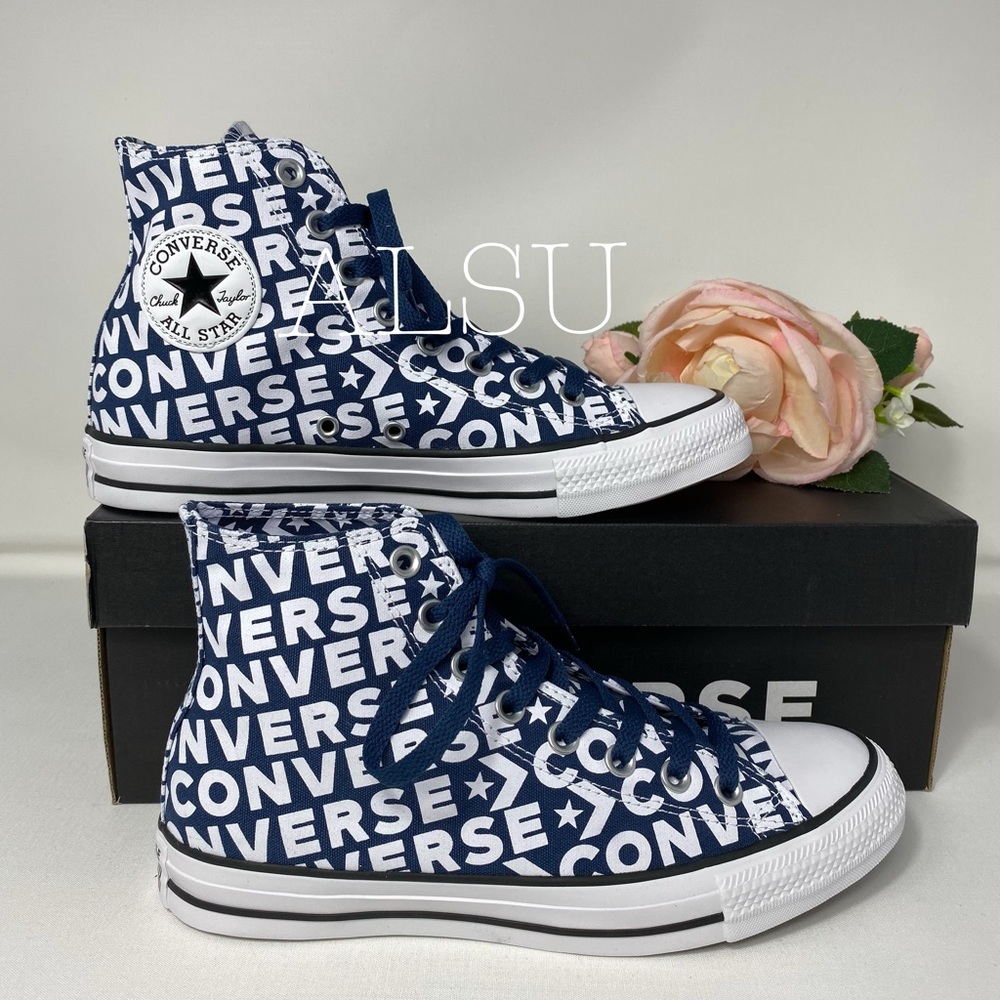 Converse Ctas Logo Navy Canvas High Top Men’s - Picture 7 of 8